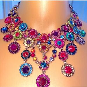 Natasha Vintage Rainbow Necklace | Multicolor Stones